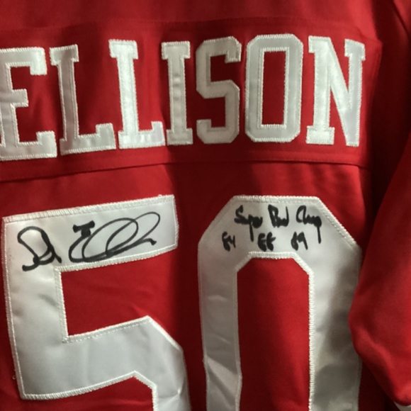 NFL 49ers Legend Riki Ellison #50 Signed Red Jersey Size L - Picture 12 of 12